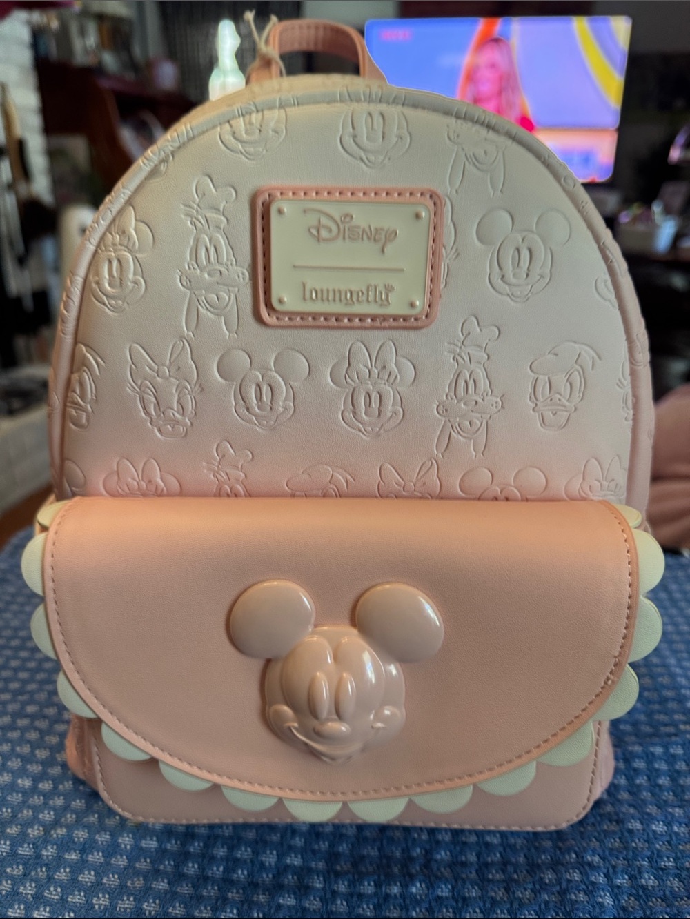 Loungefly Pink and Cream Disney Embossed Kids Mini Backpack